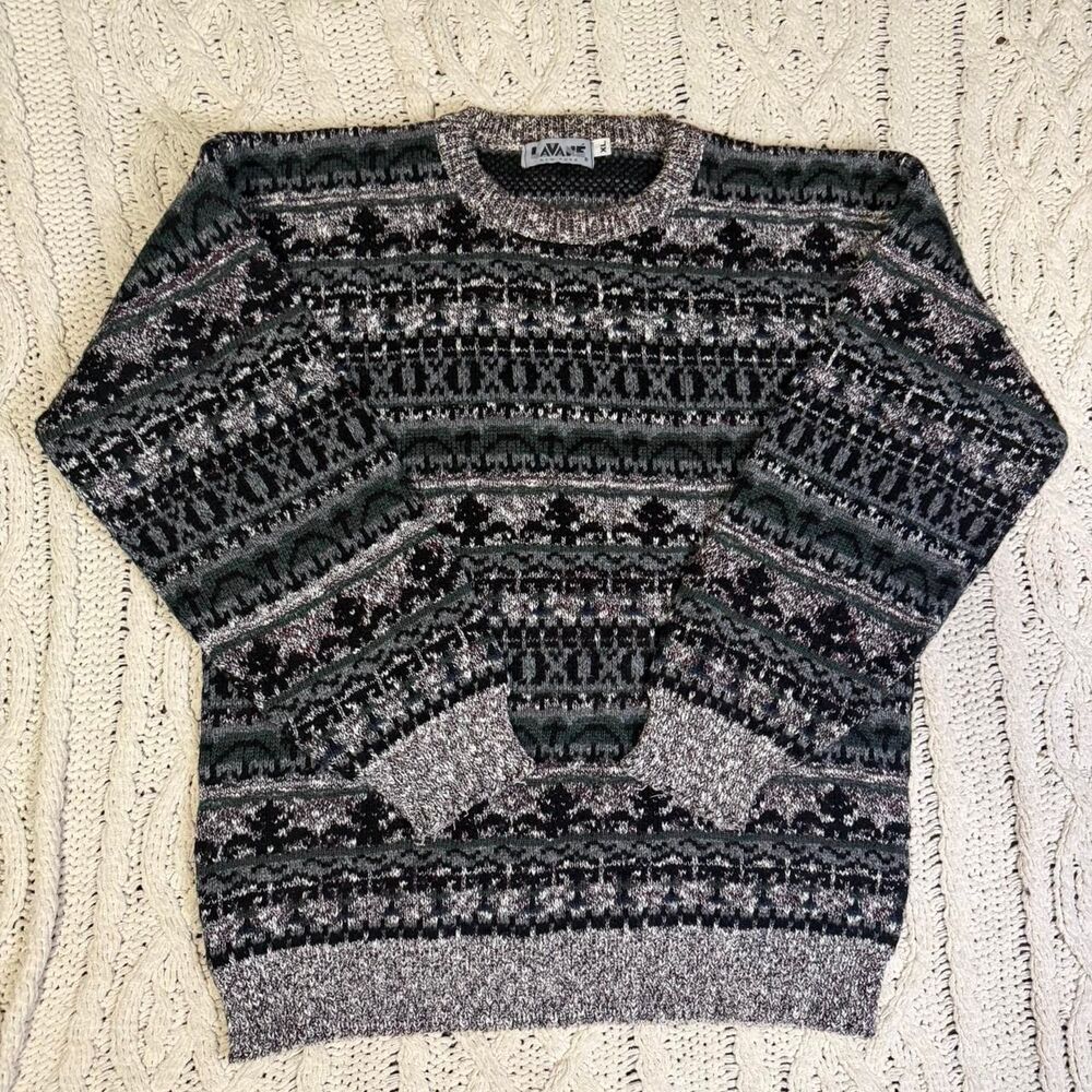 Vintage 90s Knit Heavy Duty Sweater Made In USA Lavare Size XL 60% Cotton